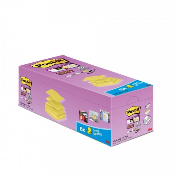 Foglietti Post-it® Super Sticky a Z Giallo Canary? conf. 16 blocchetti + 4 gratis da 90 ff - R330-SSCYVP20