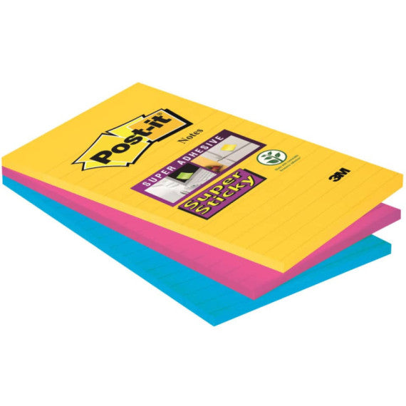 Foglietti Post-it® Super Sticky XXL Carnival a righe assortiti conf. 3 blocchetti da 90 ff - 4690-SS3CAR-EU
