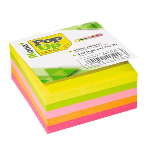 Foglietti riposizionabili Ikona Notes conf. da 6 blocchetti - colori assortiti neon - 75x75 mm - 11742