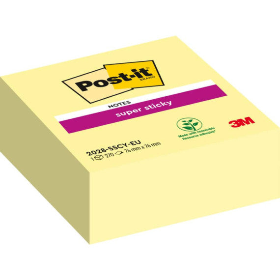 Foglietti riposizionabili Post-it® Cubo Super Sticky Notes 76x76 mm 270 ff Giallo Canary?  2028-SSCY-EU
