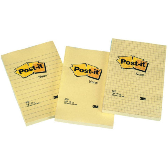 Foglietti riposizionabili Post-it® formato 120x152 mm - in conf. da 6 blocchetti giallo - 659N