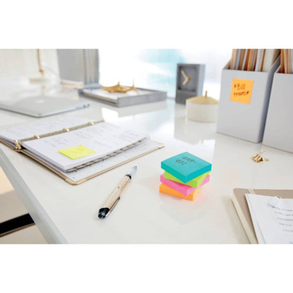 Foglietti riposizionabili Post-it® Super Sticky Cosmic 47,6x47,6 mm assortiti conf. 12 blocc. da 90 ff - 622-12SS-COS
