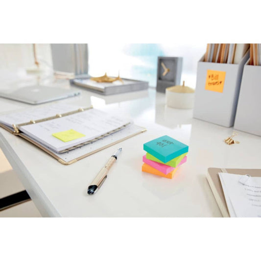 Foglietti riposizionabili Post-it® Super Sticky Cosmic 47,6x47,6 mm assortiti conf. 12 blocc. da 90 ff - 622-12SS-COS