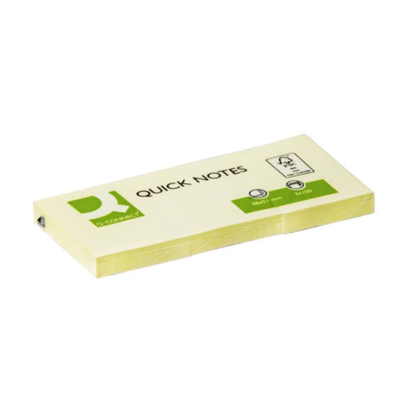 Foglietti riposizionabili Q-Connect 63 g/m² giallo 38x51 mm 12 blocchetti da 100 ff - KF10500