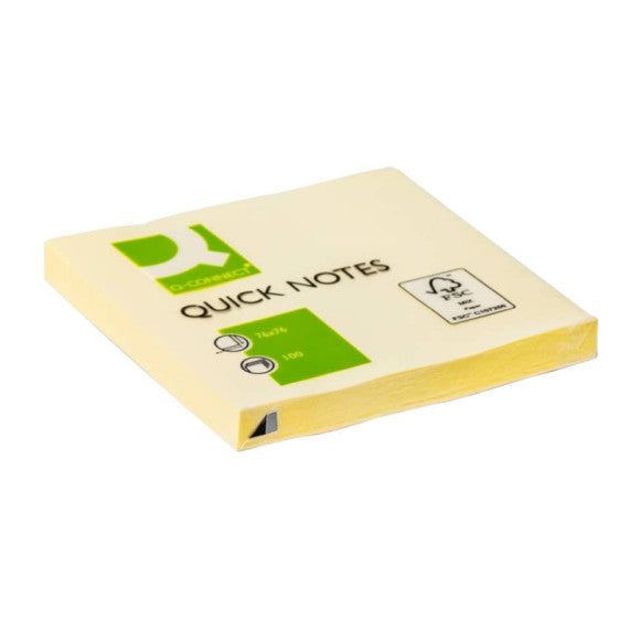 Foglietti riposizionabili Q-Connect 63 g/m² giallo 76x76 mm 12 blocchetti da 100 ff - KF10502
