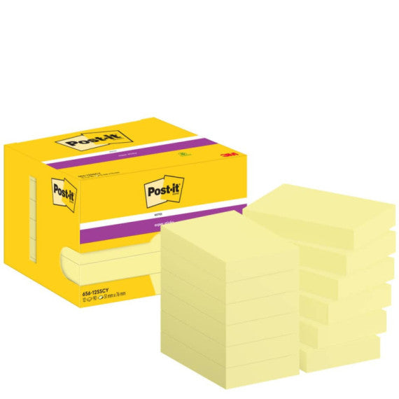 Foglietti riposizionabili Super Sticky Notes Post-it® Giallo Canary 48x73 mm 12 blocchetti da 90 ff - 656-12SSCY