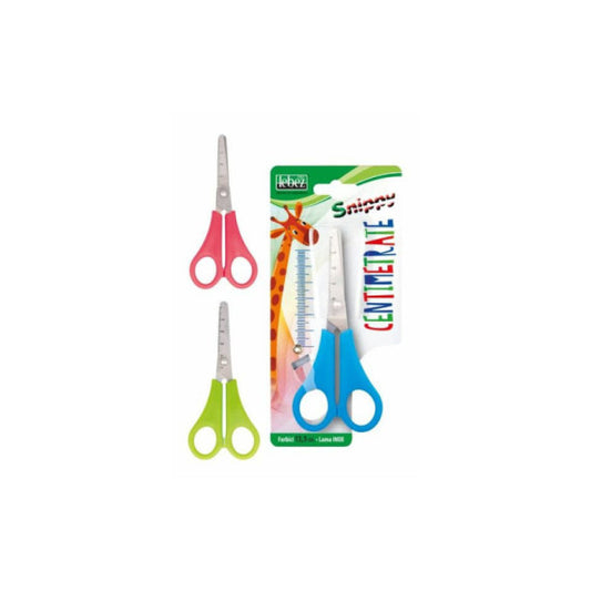 Forbice scolastica Lebez con lama centimetrata acciaio inox da 13,5 cm - colori assortiti - 4503