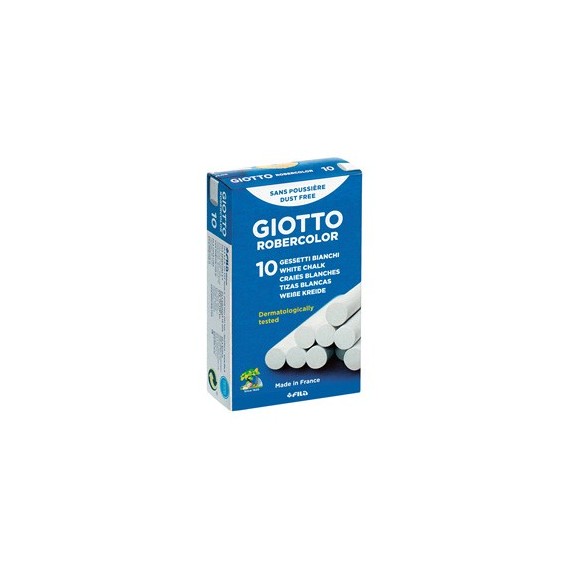 Gessetti Robercolor - lunghezza 80mm con diametro 10mm - bianco - Giotto - Scatola 10 gessetti tondi