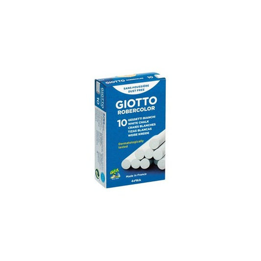 Gessetti Robercolor - lunghezza 80mm con diametro 10mm - bianco - Giotto - Scatola 10 gessetti tondi