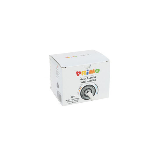 Gessetti tondi - ø 9x80 mm - bianco - Primo - Scatola 100 gessetti tondi