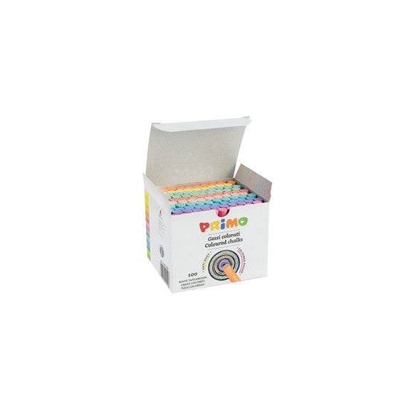 Gessetti tondi -  ø 9x80 mm - colorati - Primo - Scatola 100 gessetti tondi