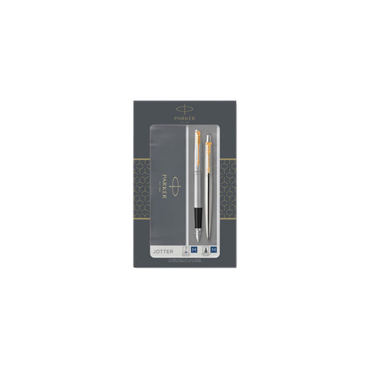Gift Set DUO - Jotter stainless steel GT sfera + stilografica - punta media - Parker