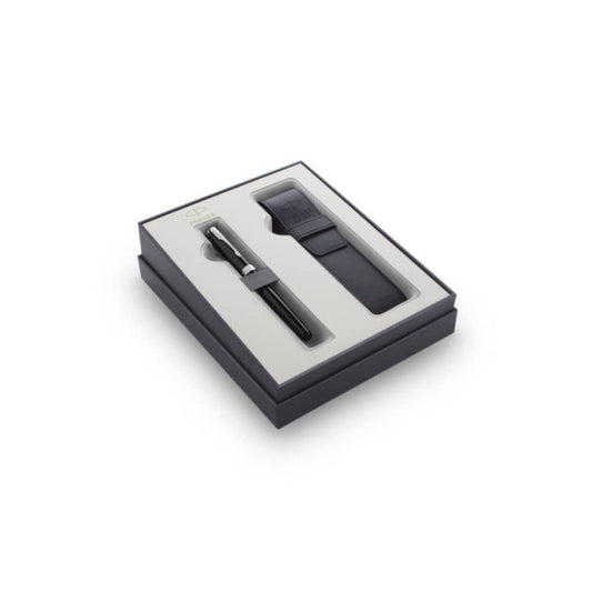 Gift set Parker Sonnet Lacque Black CT penna stilografica M + portapenne nero in confezione regalo - 2121709
