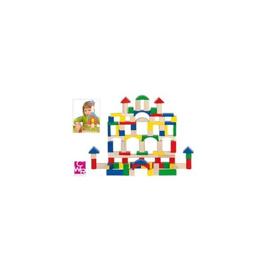 Gioco costruzioni in legno - pezzi assortiti - CWR - conf. 100 pezzi