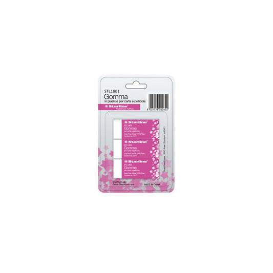 Gomma per carta e pellicola - 60x24x14mm - bianco - Starline - conf. 3 pezzi