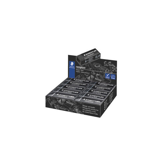 Gomma Rasoplast - 63 x 13 x 23 mm - nero per matita - Staedtler - box 20 pezzi