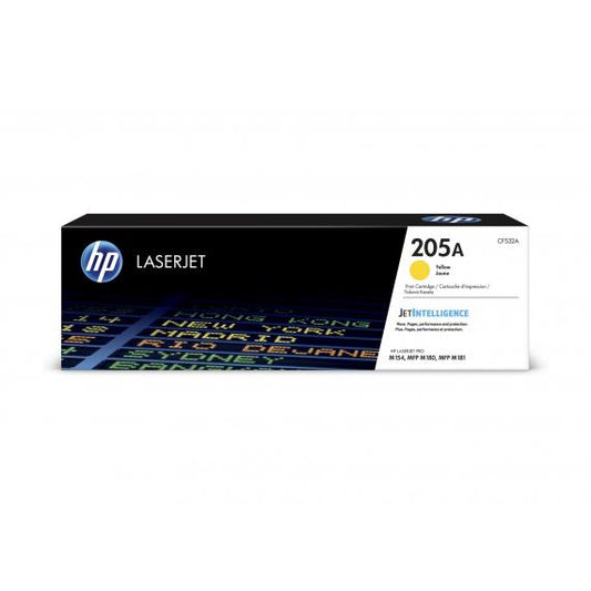 HP CF532A GIALLO TONER ORIGINALE 205A PER HP MFP M180n M181fw M154a M154NW CAPACITA 900 PAGINE