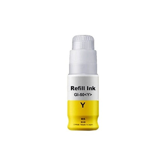 INCHIOSTRO GI-50Y GIALLO 3405C001 SERBATOIO FLACONE COMPATIBILE INK DYE PER CANON PIXMA G5050,G6050,G7050,GM4040 GI50 70ml