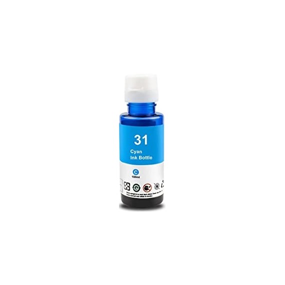 INCHIOSTRO GT-31C CIANO 1VU26AE SERBATOIO FLACONE COMPATIBILE INK DYE PER HP Smart Tank 513,455,457,555,559,570 GT31 90ml