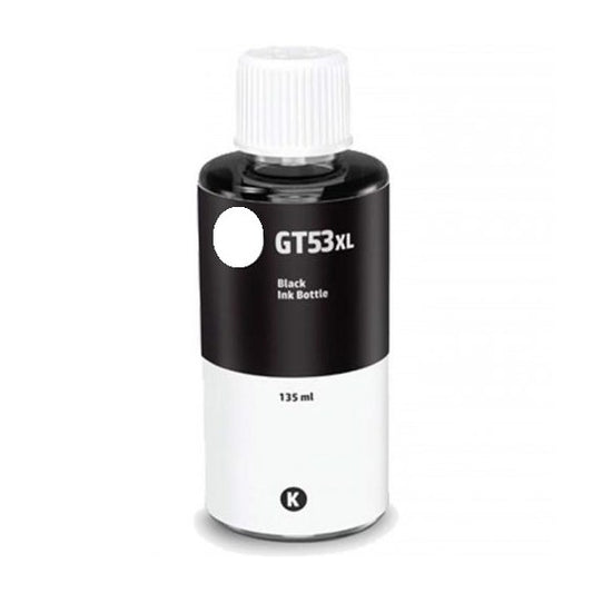 INCHIOSTRO GT-53XLBK NERO 1VV21AE SERBATOIO FLACONE COMPATIBILE INK PIGMENTATO PER HP SMART 500,530,615,618 GT53 135ml