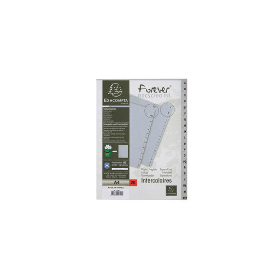 Intercalare alfabetico - PPL riciclato - A4 - A-Z - grigio - Exacompta