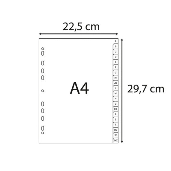 Intercalare alfabetico - PPL riciclato - A4 - A-Z - grigio - Exacompta