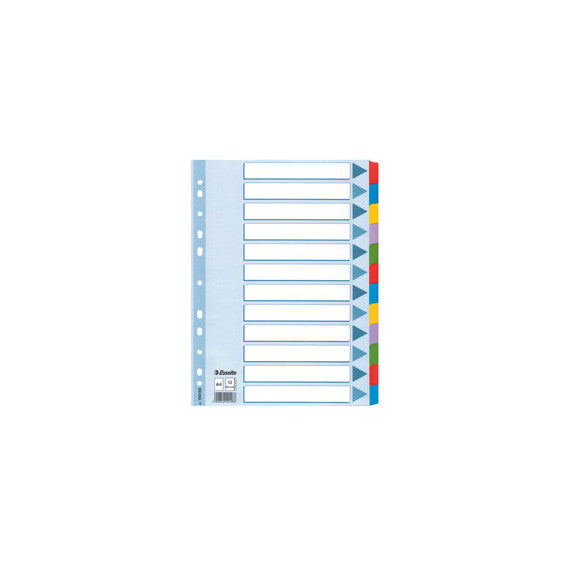 Intercalare Mylar -12 tasti colorati - A4- Esselte