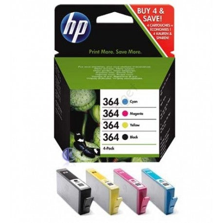 KIT ORIGINALE HP 364 NERO + COLORE STANDARD N9J73AE HP 5380,6380,5460,8550,5324 364BK 364C 364M 364Y