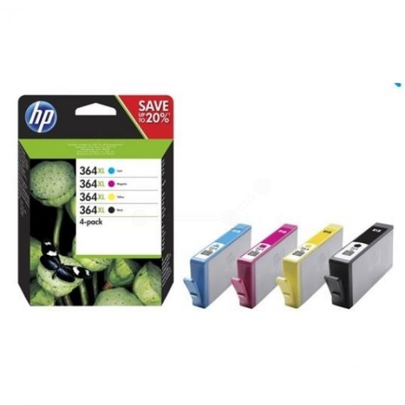 KIT ORIGINALE HP 364XL NERO + COLORE N9J74AE HP 5380,6380,5460,8550,5324 364XLBK 364XLC 364XLM 364XLY