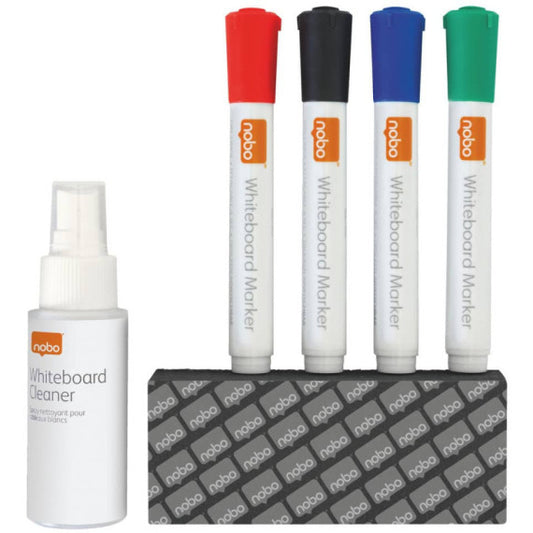 Kit scrittura + pulizia lavagne Nobo bianche cancellabili 1903798