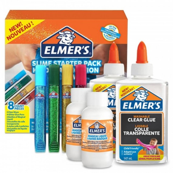 Kit Slime 2 flaconi colla trasp. 147 ml + 2 flaconi Magical Liquid 68 ml + 4 tubetti colla con brillantini - 2050943