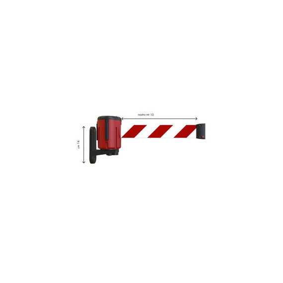 Kit testina Rondo Tensa - con fissaggio a muro - nastro estensibile 10 m - rosso/bianco - Studio T