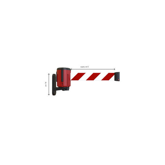 Kit testina Rondo Tensa - nastro estensibile 5 m - rosso/bianco - con fissaggio a muro - Studio T