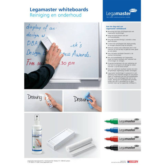 Lavagna bianca magnetica cancellabile Legamaster Economy plus 3 pannelli bianco 90x120-240 cm- 7-100554