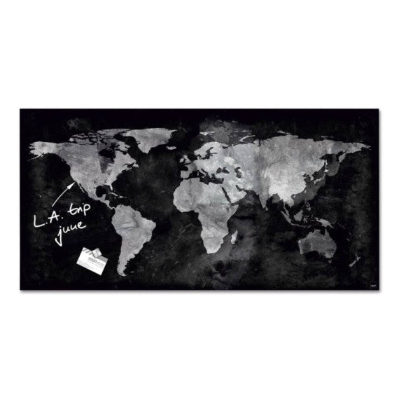 Lavagna magnetica in vetro Artverum SIGEL 91x46x1,5 cm Worldmap RGL270