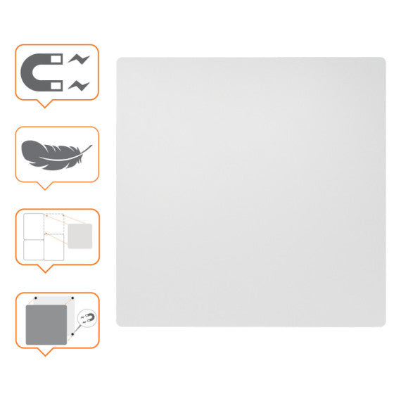 Lavagna magnetica modulare - senza cornice - 45 x 45 cm - acciaio - bianco - Nobo