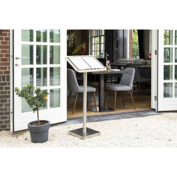 Leggio portamenù Securit® in legno e acciaio 54x36x115 cm naturale MCS-115-TE