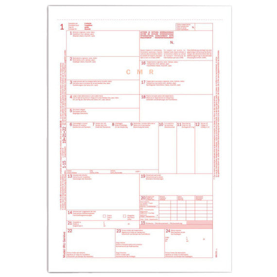 Lettera di vettura internazionale CMR SNAP - 31 x 21 cm - 5 copie autoric. - Data Ufficio