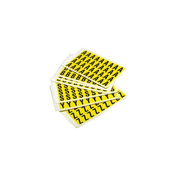 Lettere adesive da A a Z - 19 x 14 mm - 36 et/fg - 26 fogli - nero/giallo - Beaverswood - conf. 936 etichette