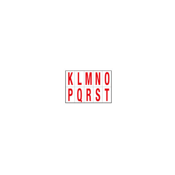 Lettere adesive da K a T - in PVC - 56 x 99 mm - 10 et/fg - 1 foglio - rosso/bianco