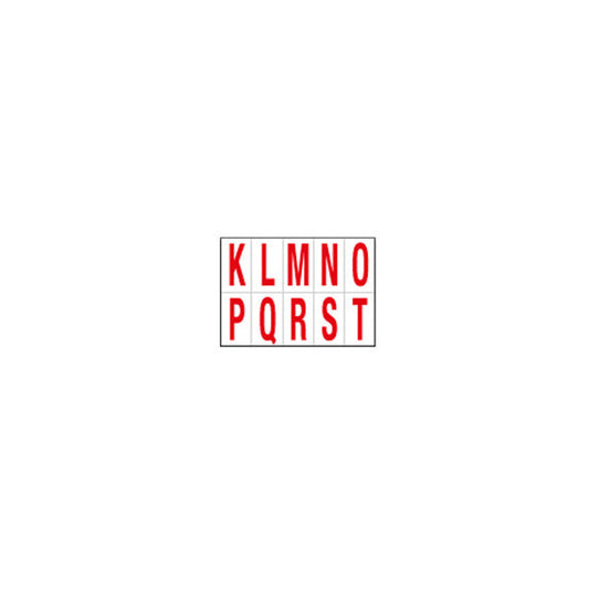 Lettere adesive da K a T - in PVC - 56 x 99 mm - 10 et/fg - 1 foglio - rosso/bianco