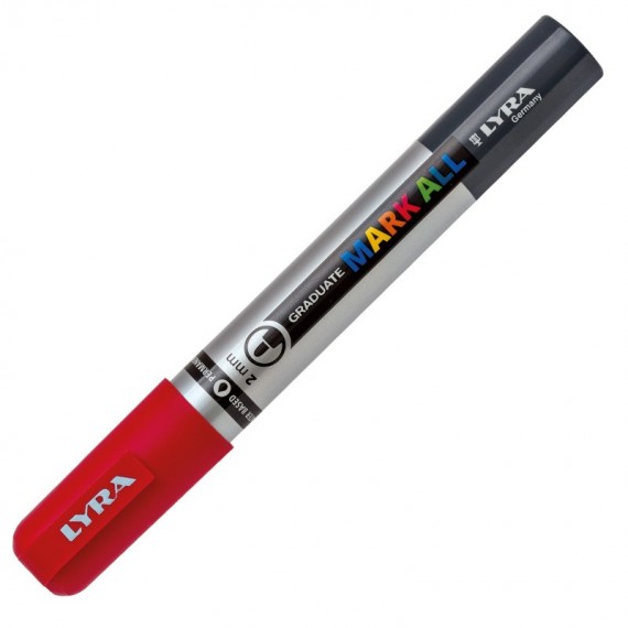 Marcatore a base d'acqua Graduate Mark All  - punta tonda 2mm - rosso - Lyra