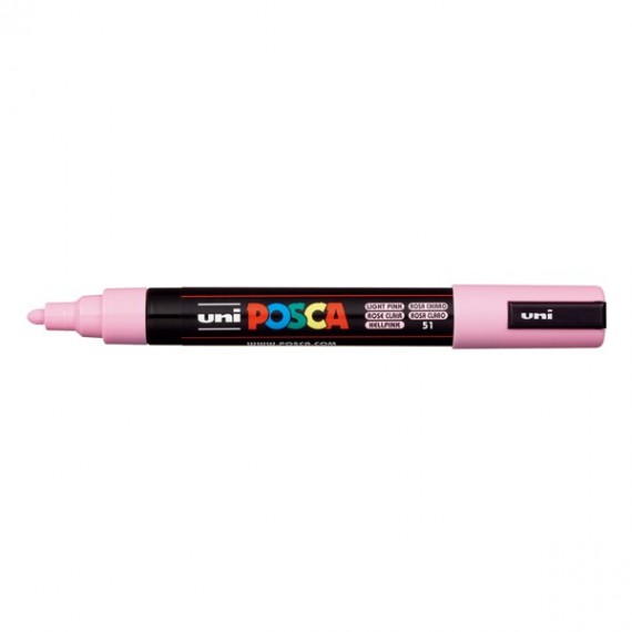 Marcatore a base d'acqua Uni Posca PC5M - punta media da 1,8 a 2,5 mm - rosa chiaro - Uni Mitsubishi