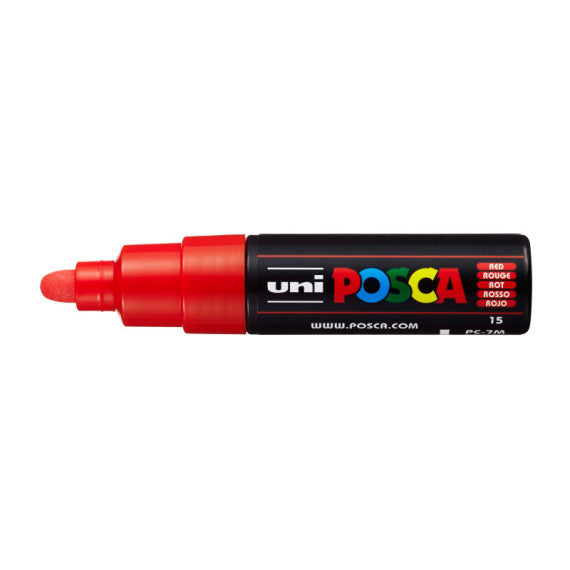 Marcatore a base d'acqua Uni Posca  PC7M - punta tonda large 4,5 mm-5,5mm - rosso - Uni mitsubishi