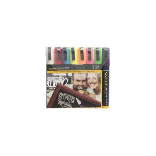 Marcatore a gesso liquido - punta media 2,00 - 6,00 mm - mix 8 colori - Securit - conf. 8 pezzi