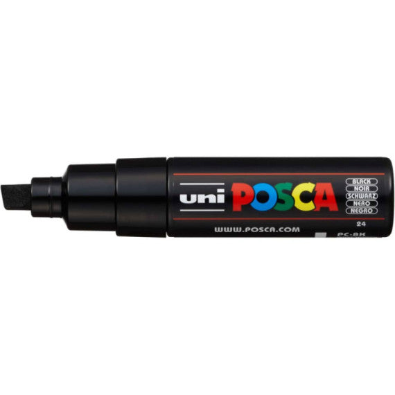 Marcatore a tempera POSCA Uni-Ball punta a scalpello 8 mm nero M PC8K N