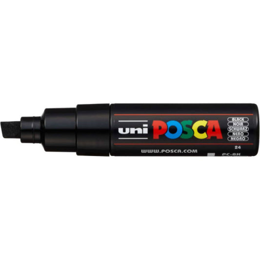 Marcatore a tempera POSCA Uni-Ball punta a scalpello 8 mm nero M PC8K N