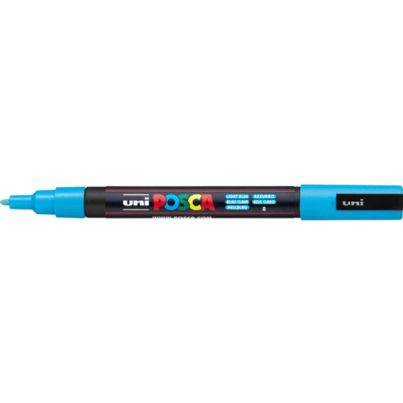 Marcatore a tempera POSCA Uni-Ball punta tonda 0,9-1,3 mm azzurro M PC3M AZ