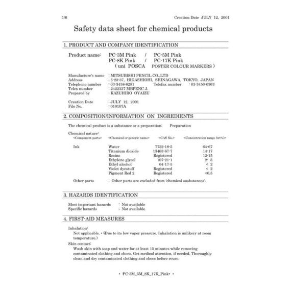 Marcatore a tempera POSCA Uni-Ball punta tonda 0,9-1,3 mm rosa M PC3M RA