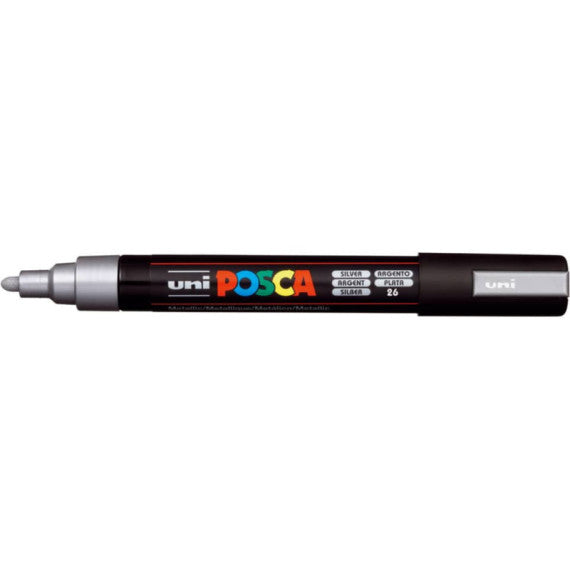 Marcatore a tempera POSCA Uni-Ball punta tonda 1,8-2,5 mm argento M PC5M ARG